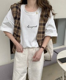 レディース シンプル 半袖 ロゴT シャツ トップス オフィスカジュアル きれいめカジュアル 韓国風