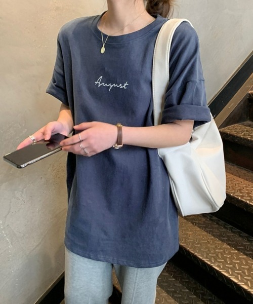 SEU(エスイーユー)の「レディース シンプル 半袖 ロゴT シャツ トップス オフィスカジュアル きれいめカジュアル 韓国風(Tシャツ/カットソー・レディース・ブラック/ホワイト/グレー/ネイビー・フリー)」の12枚目の写真
