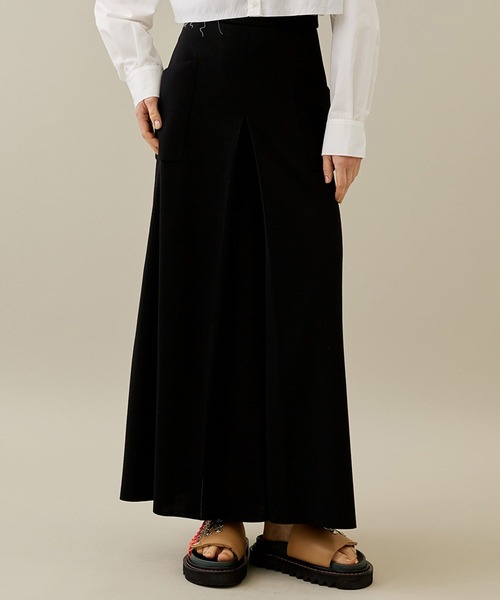 WRAPINKNOT（ラッピンノット）の「[WRAPINKNOT/ラッピンノット]EX.SLIT SKIRT（スカート・レディース・ブラック/アイボリー/カーキ・1/0）」の3枚目の写真