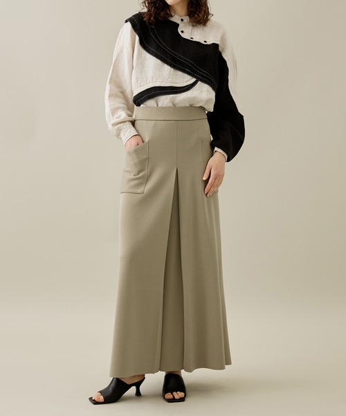 WRAPINKNOT（ラッピンノット）の「[WRAPINKNOT/ラッピンノット]EX.SLIT SKIRT（スカート・レディース・ブラック/アイボリー/カーキ・1/0）」の4枚目の写真