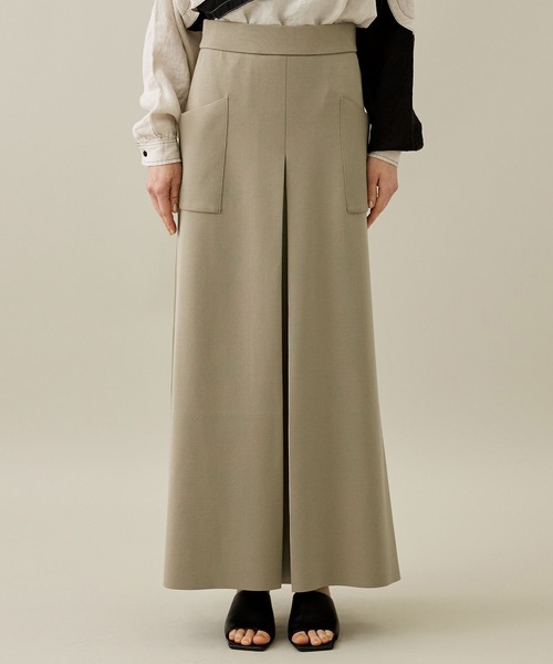 WRAPINKNOT（ラッピンノット）の「[WRAPINKNOT/ラッピンノット]EX.SLIT SKIRT（スカート・レディース・ブラック/アイボリー/カーキ・1/0）」の6枚目の写真