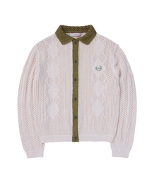 COTTE（コッテ）の「アーガイルクロシェサマー ニットカーディガン（オリーブ）（カーディガン/ボレロ）」