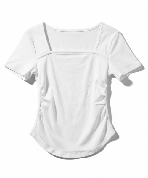 VIVID LADY(ビビッドレディー)の「スクエアネック シャーリング Tシャツ(Tシャツ/カットソー・レディース・ネイビー/ホワイト/ブラック/グレー・FREE)」の16枚目の写真