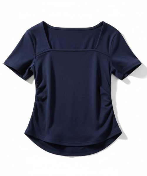 VIVID LADY(ビビッドレディー)の「スクエアネック シャーリング Tシャツ(Tシャツ/カットソー・レディース・ネイビー/ホワイト/ブラック/グレー・FREE)」の18枚目の写真