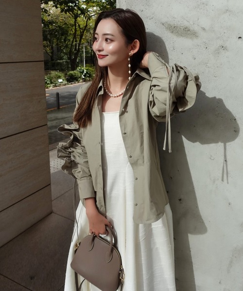 ORGUE(オルグ)の「Frill ribbon shirt/フリルリボンシャツ(シャツ/ブラウス・レディース・ブラック/ベージュ・FREE)」の13枚目の写真