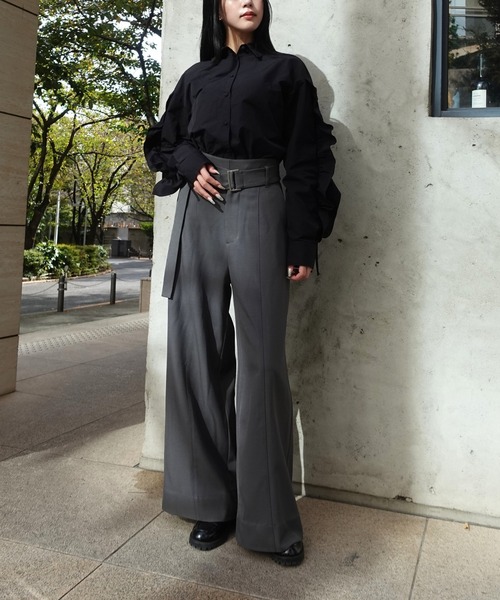 ORGUE(オルグ)の「Frill ribbon shirt/フリルリボンシャツ(シャツ/ブラウス・レディース・ブラック/ベージュ・FREE)」の6枚目の写真