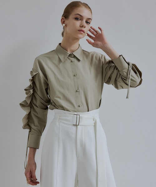 ORGUE(オルグ)の「Frill ribbon shirt/フリルリボンシャツ(シャツ/ブラウス・レディース・ブラック/ベージュ・FREE)」の12枚目の写真