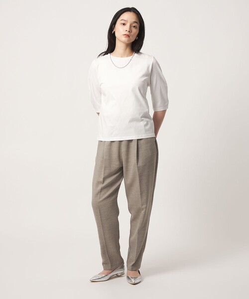 A DAY IN THE LIFE UNITED ARROWS（アデイインザライフユナイテッドアローズ）の「シルケットテンジク カーブスリーブTシャツ  ‐接触冷感・UVカット‐＜A DAY IN THE LIFE＞（Tシャツ/カットソー・レディース・オフホワイト/ライム/ピンク/ダークグレー・FREE）」の6枚目の写真