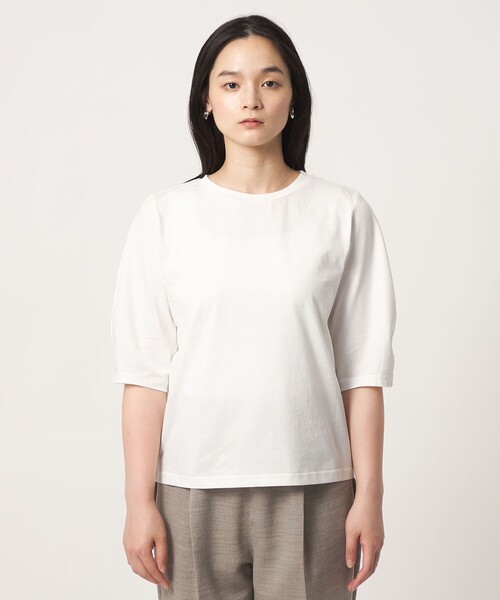 A DAY IN THE LIFE UNITED ARROWS（アデイインザライフユナイテッドアローズ）の「シルケットテンジク カーブスリーブTシャツ  ‐接触冷感・UVカット‐＜A DAY IN THE LIFE＞（Tシャツ/カットソー・レディース・オフホワイト/ライム/ピンク/ダークグレー・FREE）」の7枚目の写真