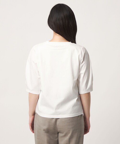 A DAY IN THE LIFE UNITED ARROWS（アデイインザライフユナイテッドアローズ）の「シルケットテンジク カーブスリーブTシャツ  ‐接触冷感・UVカット‐＜A DAY IN THE LIFE＞（Tシャツ/カットソー・レディース・オフホワイト/ライム/ピンク/ダークグレー・FREE）」の9枚目の写真