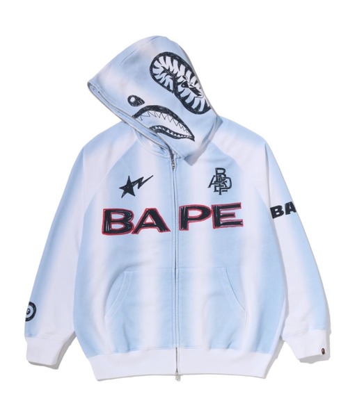 A BATHING APE（アベイシングエイプ）の「HAND DRAW FOOTBALL SHARK RELAXED FIT FULL ZIP HOODIE（パーカー・メンズ・ブラック/ホワイト・MEDIUM/X-LARGE/SMALL/XX-LARGE）」の3枚目の写真