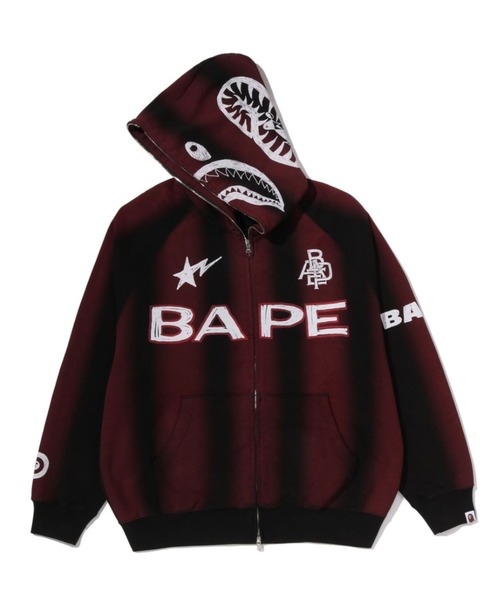 A BATHING APE（アベイシングエイプ）の「HAND DRAW FOOTBALL SHARK RELAXED FIT FULL ZIP HOODIE（パーカー・メンズ・ブラック/ホワイト・MEDIUM/X-LARGE/SMALL/XX-LARGE）」の4枚目の写真