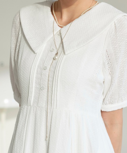 RUIRUE BOUTIQUE(ルイルエブティック)の「洗える | ビッグカラー フレアスカート ワンピース | 夏ワンピース・ロングワンピース・リゾートワンピース・レースワンピース・サマードレス・タックスカート(ワンピース・レディース・ネイビー/オフホワイト/ブラック・L/M/S)」の21枚目の写真
