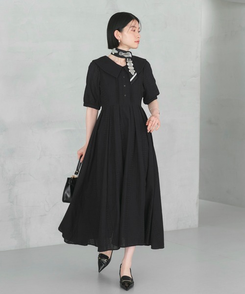 RUIRUE BOUTIQUE(ルイルエブティック)の「洗える | ビッグカラー フレアスカート ワンピース | 夏ワンピース・ロングワンピース・リゾートワンピース・レースワンピース・サマードレス・タックスカート(ワンピース・レディース・ネイビー/オフホワイト/ブラック・L/M/S)」の22枚目の写真