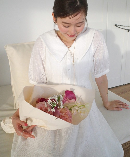 RUIRUE BOUTIQUE(ルイルエブティック)の「洗える | ビッグカラー フレアスカート ワンピース | 夏ワンピース・ロングワンピース・リゾートワンピース・レースワンピース・サマードレス・タックスカート(ワンピース・レディース・ネイビー/オフホワイト/ブラック・L/M/S)」の14枚目の写真