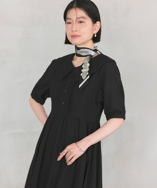 RUIRUE BOUTIQUE(ルイルエブティック)の「洗える | ビッグカラー フレアスカート ワンピース | 夏ワンピース・ロングワンピース・リゾートワンピース・レースワンピース・サマードレス・タックスカート(ワンピース・レディース・ネイビー/オフホワイト/ブラック・L/M/S)」の11枚目の写真