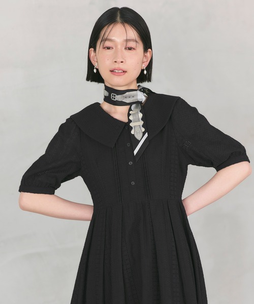 RUIRUE BOUTIQUE(ルイルエブティック)の「洗える | ビッグカラー フレアスカート ワンピース | 夏ワンピース・ロングワンピース・リゾートワンピース・レースワンピース・サマードレス・タックスカート(ワンピース・レディース・ネイビー/オフホワイト/ブラック・L/M/S)」の8枚目の写真