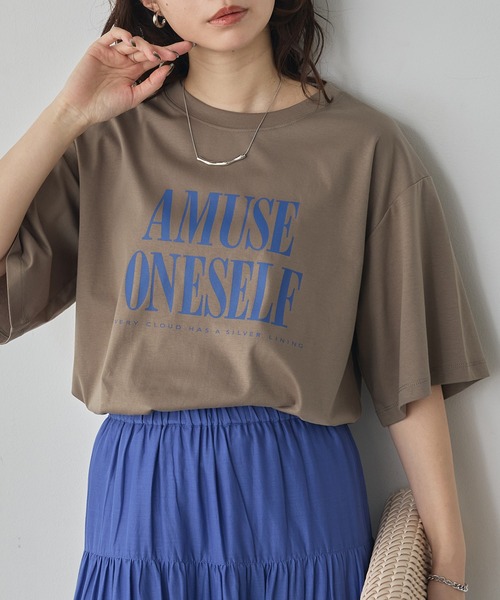 hunch(ハンチ)の「コンパクトスムース ロゴ Tシャツ(Tシャツ/カットソー・レディース・カーキ/ブラック/オフホワイト・FREE)」の3枚目の写真