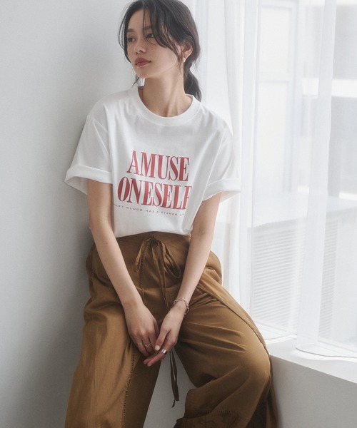 hunch(ハンチ)の「コンパクトスムース ロゴ Tシャツ(Tシャツ/カットソー・レディース・カーキ/ブラック/オフホワイト・FREE)」の14枚目の写真