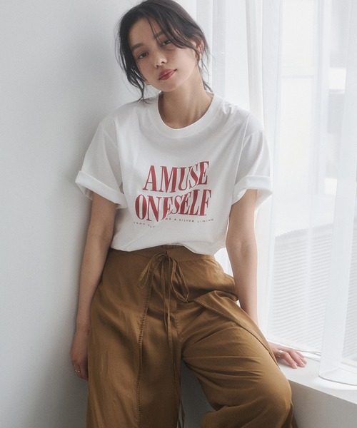 hunch(ハンチ)の「コンパクトスムース ロゴ Tシャツ(Tシャツ/カットソー・レディース・カーキ/ブラック/オフホワイト・FREE)」の15枚目の写真