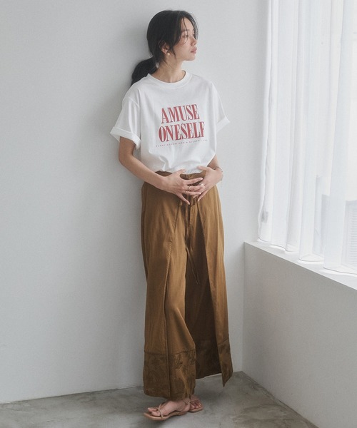 hunch(ハンチ)の「コンパクトスムース ロゴ Tシャツ(Tシャツ/カットソー・レディース・カーキ/ブラック/オフホワイト・FREE)」の16枚目の写真
