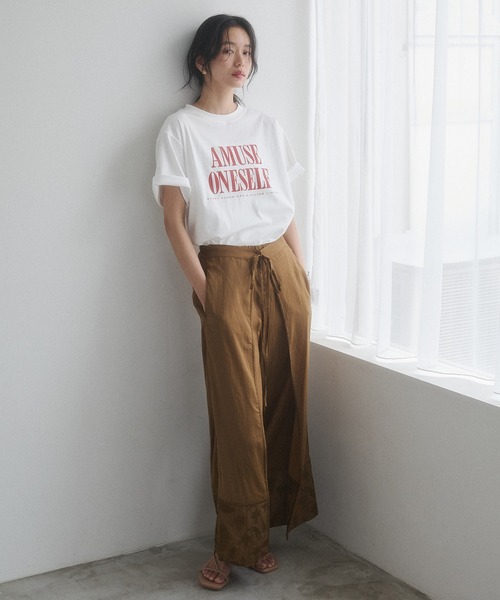 hunch(ハンチ)の「コンパクトスムース ロゴ Tシャツ(Tシャツ/カットソー・レディース・カーキ/ブラック/オフホワイト・FREE)」の11枚目の写真