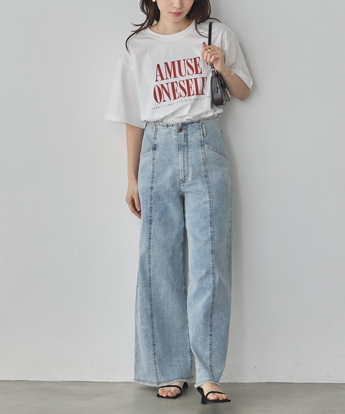 hunch(ハンチ)の「コンパクトスムース ロゴ Tシャツ(Tシャツ/カットソー・レディース・カーキ/ブラック/オフホワイト・FREE)」の12枚目の写真
