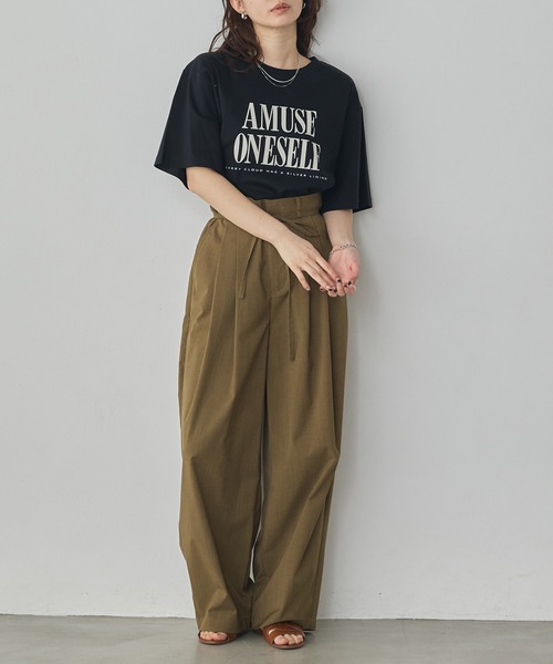 hunch(ハンチ)の「コンパクトスムース ロゴ Tシャツ(Tシャツ/カットソー・レディース・カーキ/ブラック/オフホワイト・FREE)」の13枚目の写真