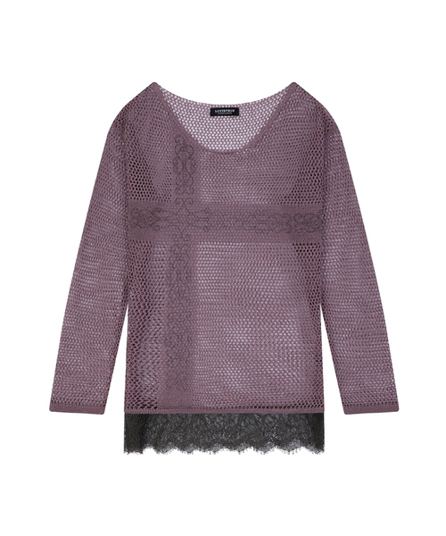 LUVISTRUE(ラヴイズトゥルー)の「SY LACE NET KNIT(INDIE PINK)(ニット/セーター・レディース・その他・FREE)」の1枚目の写真