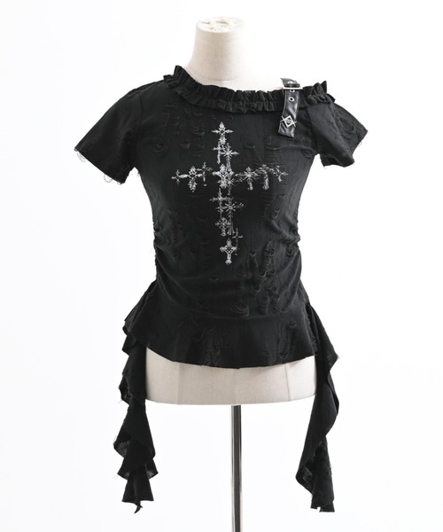 REFLEM(レフレム)の「『REFLEM/レフレム』接結ダメージオフショルトップス(Tシャツ/カットソー・レディース・グレー/ホワイト/ブラック・L/M)」の15枚目の写真
