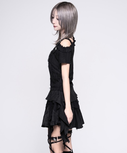 REFLEM(レフレム)の「『REFLEM/レフレム』接結ダメージオフショルトップス(Tシャツ/カットソー・レディース・グレー/ホワイト/ブラック・L/M)」の5枚目の写真