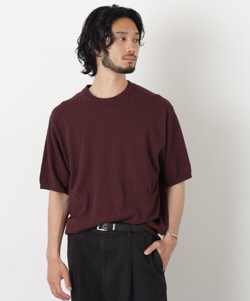NANO universe(ナノユニバース)の「C/Ny ブークレ クルーネックニットTEE(Tシャツ/カットソー・メンズ・ブラック/ライトグレー/ボルドー・L/M/S)」の3枚目の写真