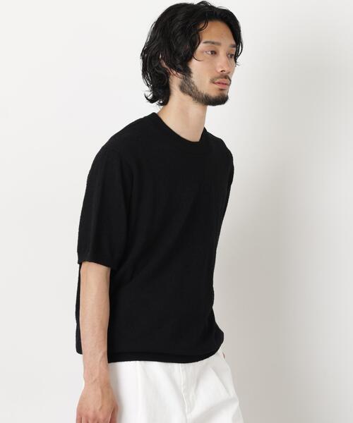 NANO universe(ナノユニバース)の「C/Ny ブークレ クルーネックニットTEE(Tシャツ/カットソー・メンズ・ブラック/ライトグレー/ボルドー・L/M/S)」の2枚目の写真