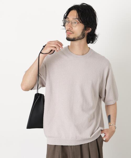 NANO universe(ナノユニバース)の「C/Ny ブークレ クルーネックニットTEE(Tシャツ/カットソー・メンズ・ブラック/ライトグレー/ボルドー・L/M/S)」の12枚目の写真
