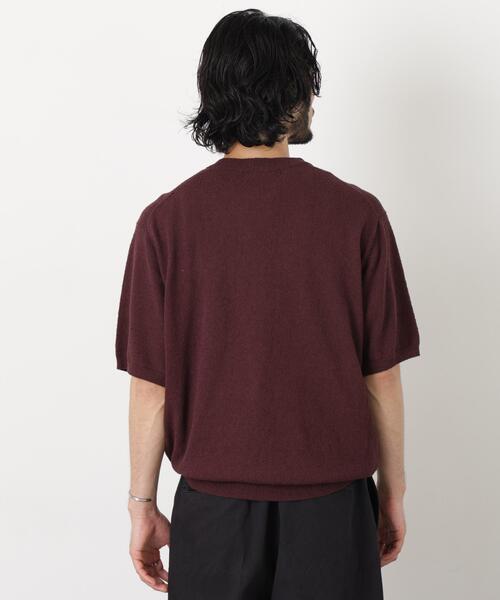 NANO universe(ナノユニバース)の「C/Ny ブークレ クルーネックニットTEE(Tシャツ/カットソー・メンズ・ブラック/ライトグレー/ボルドー・L/M/S)」の6枚目の写真