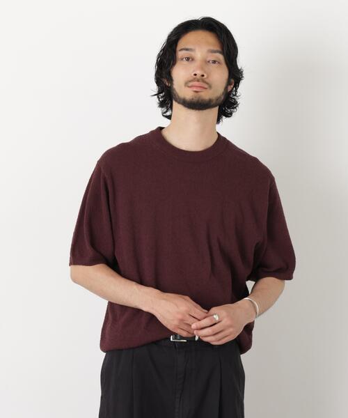 NANO universe(ナノユニバース)の「C/Ny ブークレ クルーネックニットTEE(Tシャツ/カットソー・メンズ・ブラック/ライトグレー/ボルドー・L/M/S)」の3枚目の写真