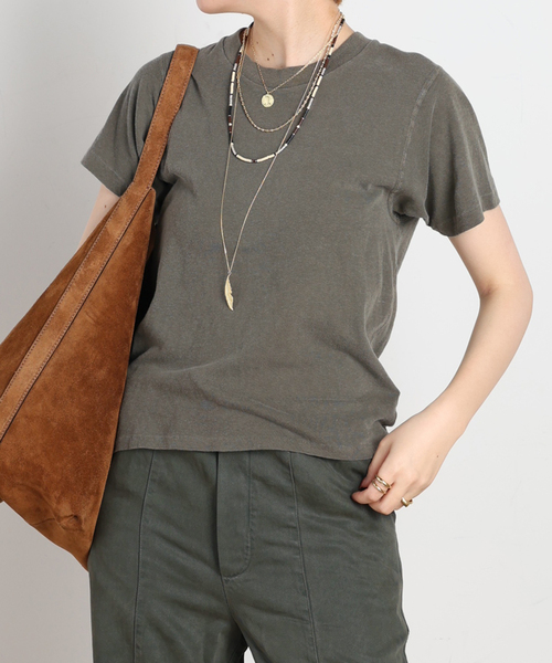 AP STUDIO(エーピーストゥディオ)の「【ASHER/アッシャー】VINTAGE TEE(Tシャツ/カットソー・レディース・ホワイト/ベージュ/カーキ/ブラウン・FREE)」の4枚目の写真