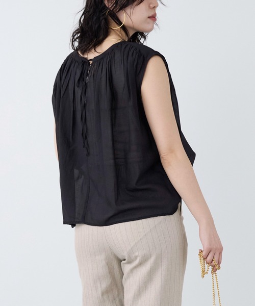 Nomat ギャザーブラウス normment】ギャザーブラウス-COTTON RAYONGATHER TOPS（シャツ