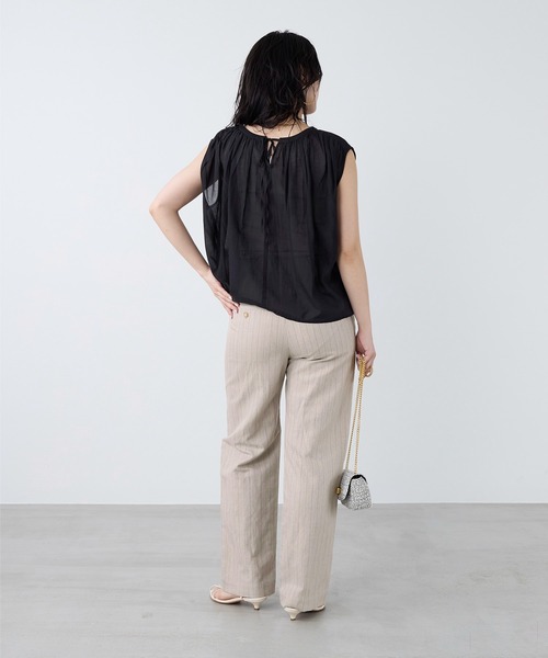 normment(ノーメント)の「【normment】ギャザーブラウス-COTTON RAYONGATHER TOPS(シャツ/ブラウス・レディース・ブラック/ダークブラウン・FREE)」の12枚目の写真