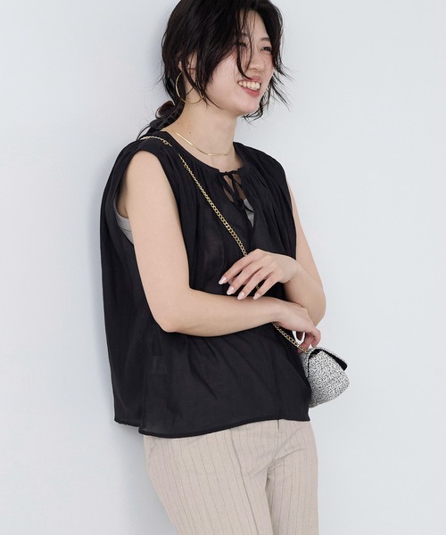 normment(ノーメント)の「【normment】ギャザーブラウス-COTTON RAYONGATHER TOPS(シャツ/ブラウス・レディース・ブラック/ダークブラウン・FREE)」の13枚目の写真
