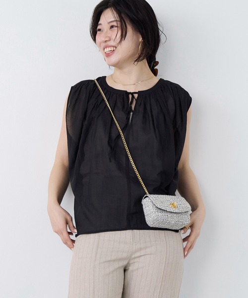normment(ノーメント)の「【normment】ギャザーブラウス-COTTON RAYONGATHER TOPS(シャツ/ブラウス・レディース・ブラック/ダークブラウン・FREE)」の14枚目の写真