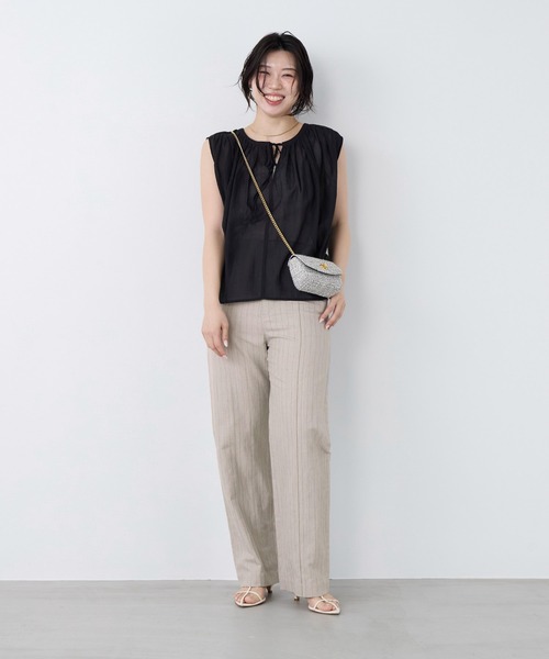 normment(ノーメント)の「【normment】ギャザーブラウス-COTTON RAYONGATHER TOPS(シャツ/ブラウス・レディース・ブラック/ダークブラウン・FREE)」の16枚目の写真