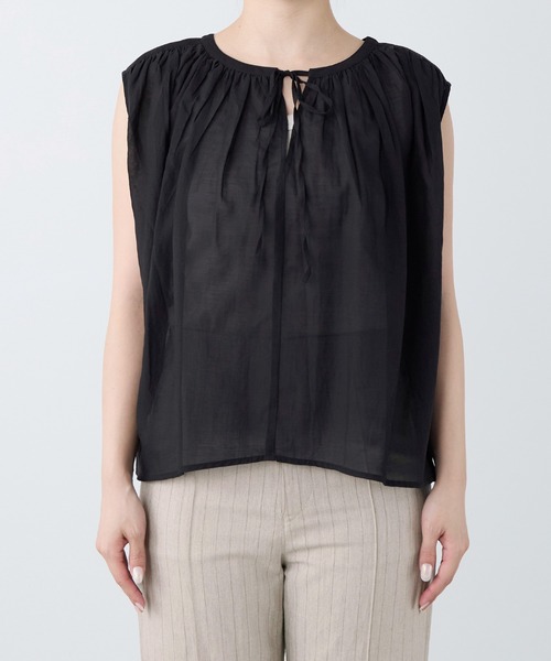 normment(ノーメント)の「【normment】ギャザーブラウス-COTTON RAYONGATHER TOPS(シャツ/ブラウス・レディース・ブラック/ダークブラウン・FREE)」の17枚目の写真