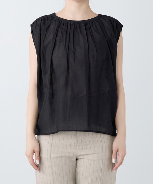 normment(ノーメント)の「【normment】ギャザーブラウス-COTTON RAYONGATHER TOPS(シャツ/ブラウス・レディース・ブラック/ダークブラウン・FREE)」の18枚目の写真