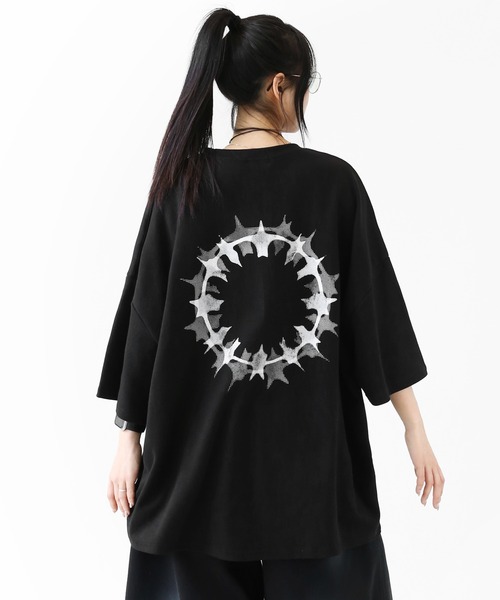 minsobi(ミンソビ)の「バックサークルグラフィック ビッグシルエット ハーフスリーブTシャツ(Tシャツ/カットソー・メンズ・ホワイト/ブラック・FREE)」の20枚目の写真