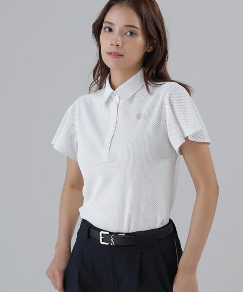 St ANDREWS（セントアンドリュース）の「【St ANDREWS】ビッグメッシュ半袖フリルシャツ (WOMENS)（ポロシャツ・レディース・ブラック/ホワイト/グリーン・S/M/L）」の7枚目の写真