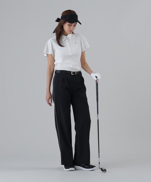 St ANDREWS（セントアンドリュース）の「【St ANDREWS】ビッグメッシュ半袖フリルシャツ (WOMENS)（ポロシャツ・レディース・ブラック/ホワイト/グリーン・S/M/L）」の8枚目の写真
