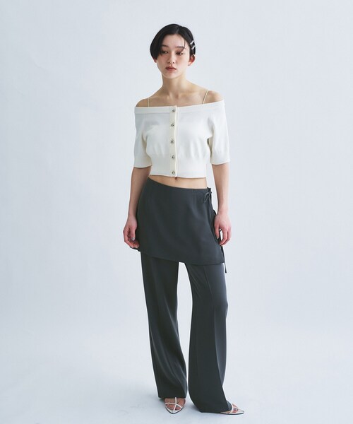 CODE A（コードエー）の「design knit short cardigan（カーディガン/ボレロ・レディース・グレー/ライトブルー/ホワイト・00）」の9枚目の写真