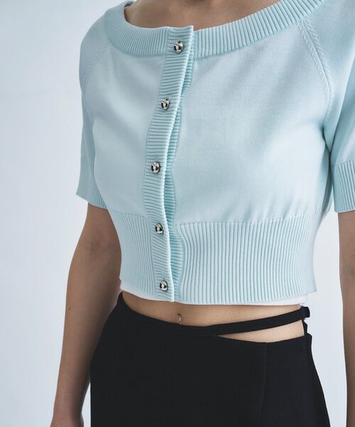 CODE A（コードエー）の「design knit short cardigan（カーディガン/ボレロ・レディース・グレー/ライトブルー/ホワイト・00）」の11枚目の写真
