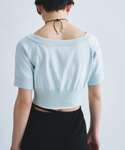 CODE A（コードエー）の「design knit short cardigan（カーディガン/ボレロ・レディース・グレー/ライトブルー/ホワイト・00）」の12枚目の写真